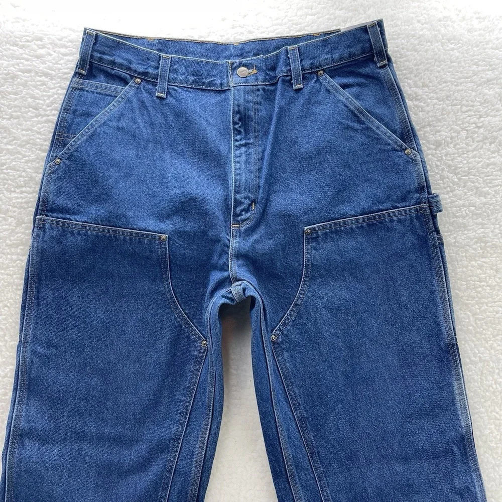Carhartt Jeans Mens 36x36 Blue B73DST Loose Double Knee Dungaree Workwear NEW - Picture 2 of 10